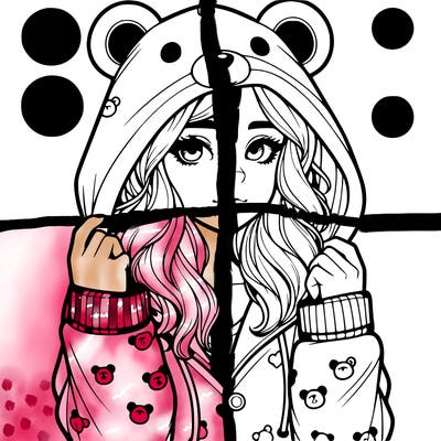 realistic girl in a animal pjs hoodie