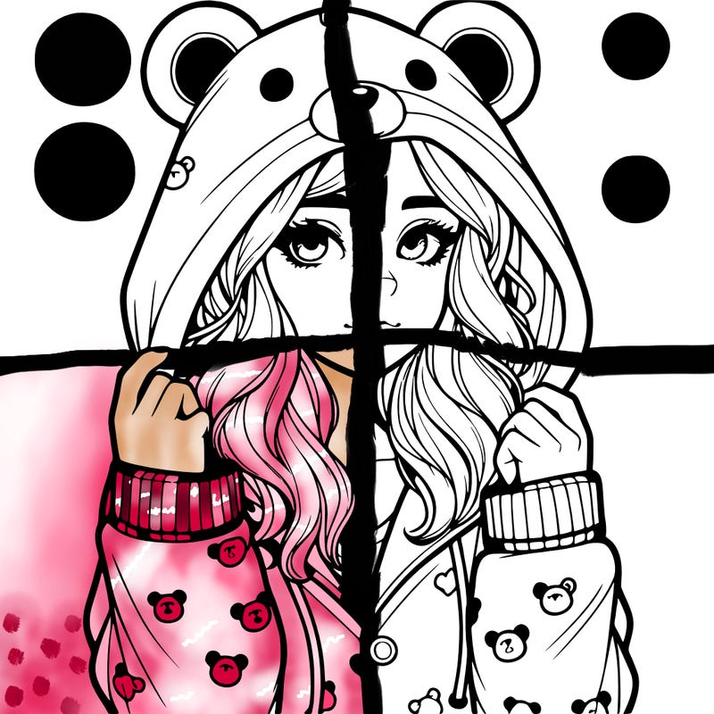 realistic girl in a animal pjs hoodie