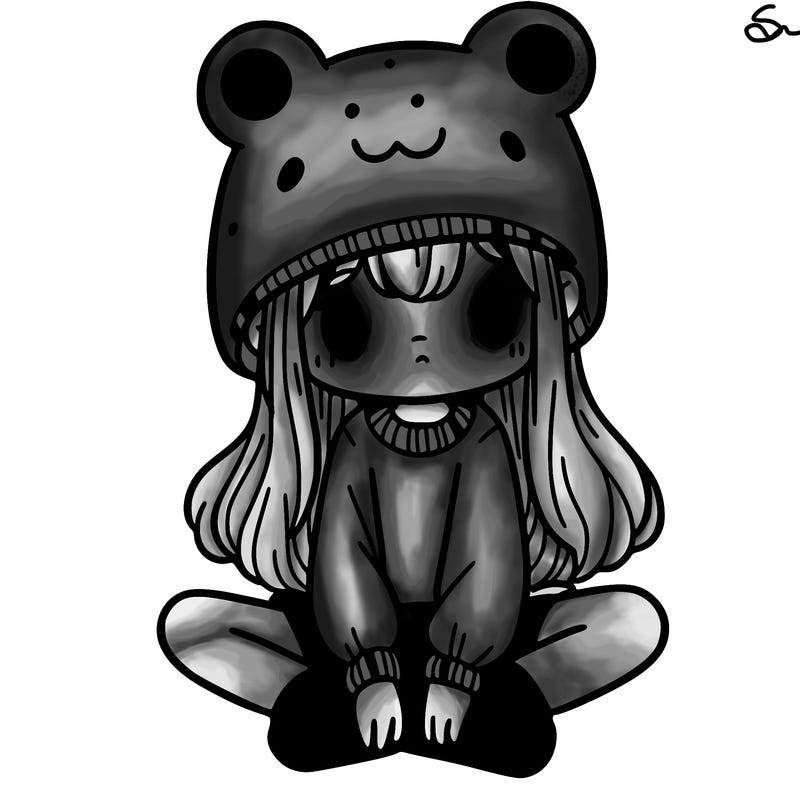 a girl wearing a frog hat and some frog socks