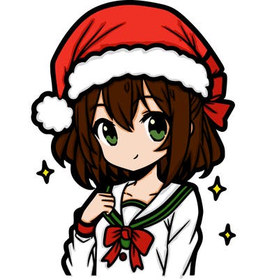 anime girl wearing a santa hat