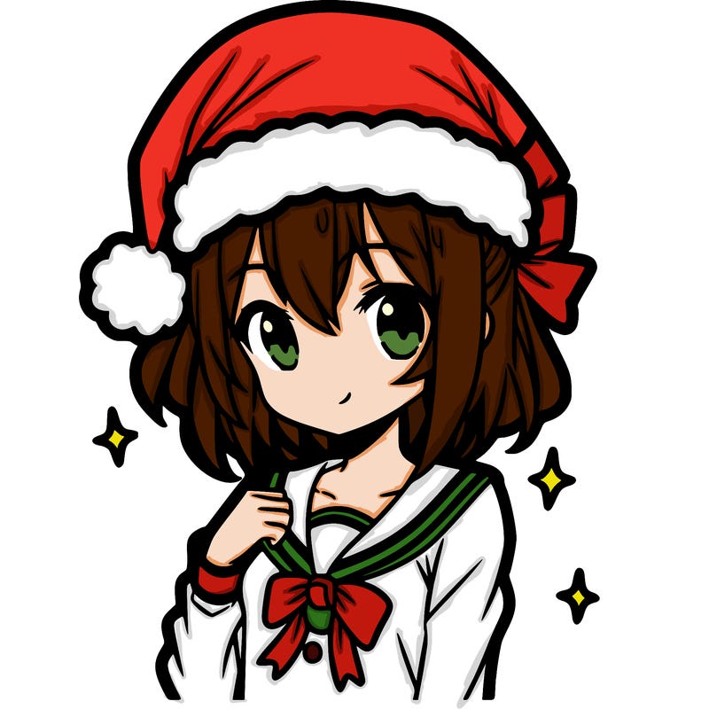 anime girl wearing a santa hat