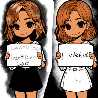 a realistic girl holding a sign