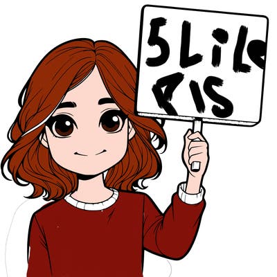 realistic girl holding up a sign