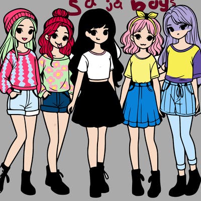 a group of five girls