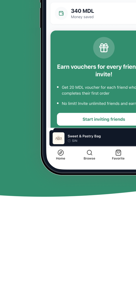 Time to Dine - Time to Dine mobile app dashboard displaying money saved and a referral program for earning vouchers.