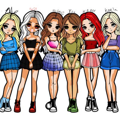 a group of girls realistic