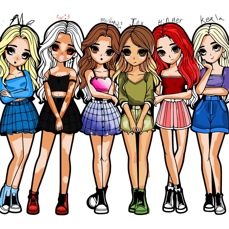 a group of girls realistic