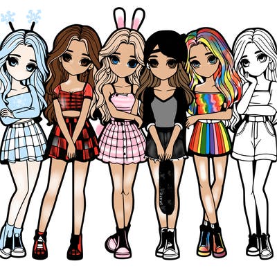 a group of girls realistic