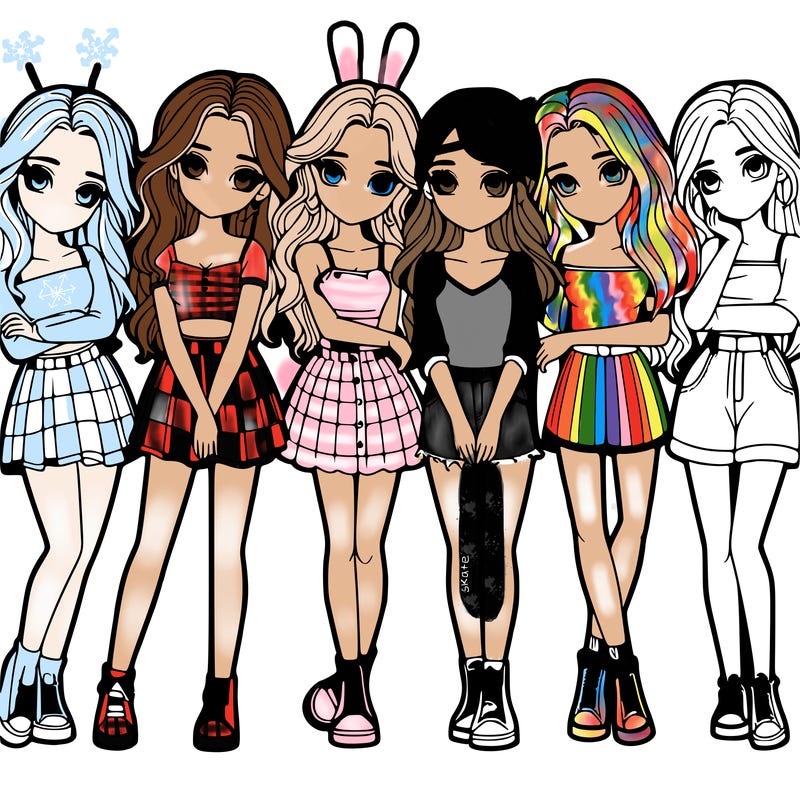 a group of girls realistic