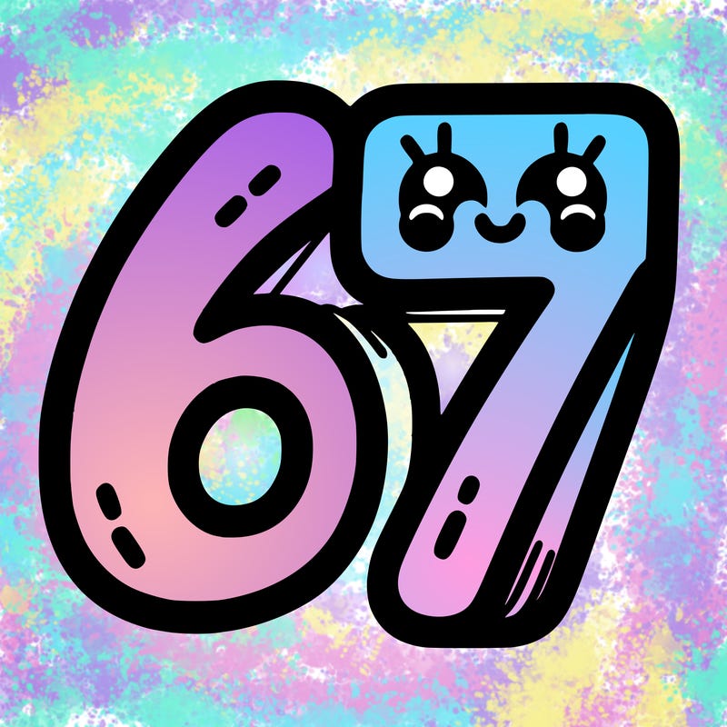 the numbers 67