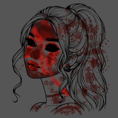 realistic girl with a ponytail on her hair and lips