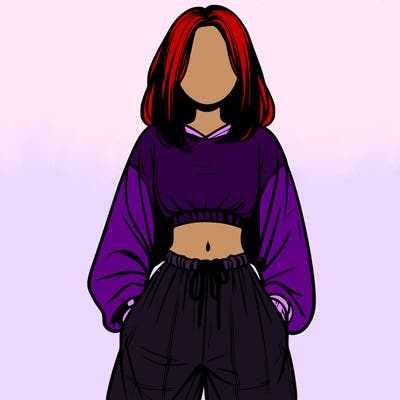 realistic girl faceless with baggy pants and a crop top