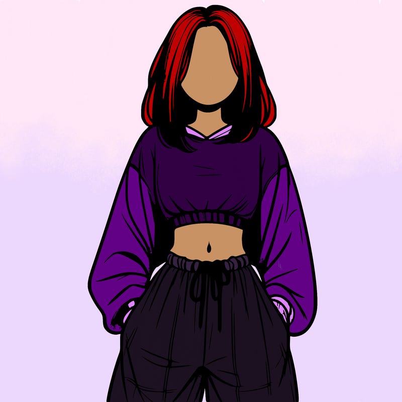 realistic girl faceless with baggy pants and a crop top