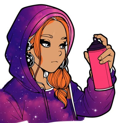 a realistic girl, spray painting