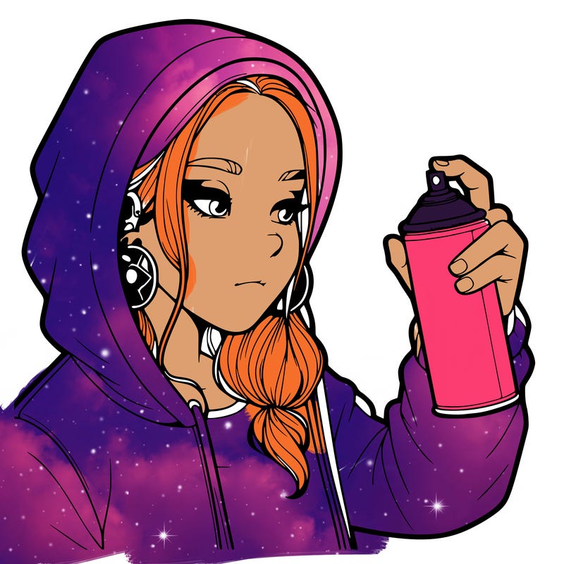 a realistic girl, spray painting