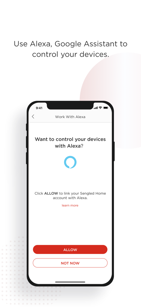 Sengled Home - Sengled Home app screen for linking with Amazon Alexa voice control