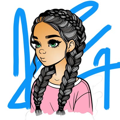 realistic girl with braids
