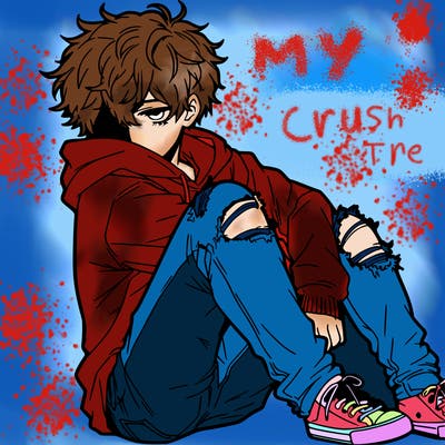 a male hoddie ripped jeans messy hair anime