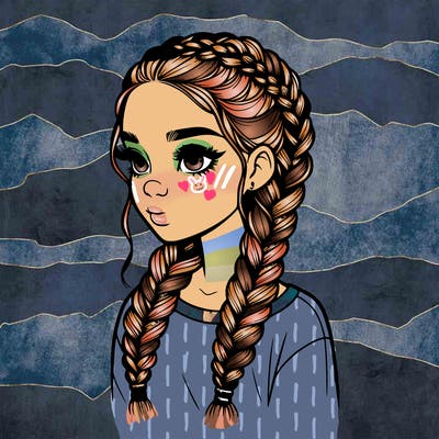 realistic girl with braids