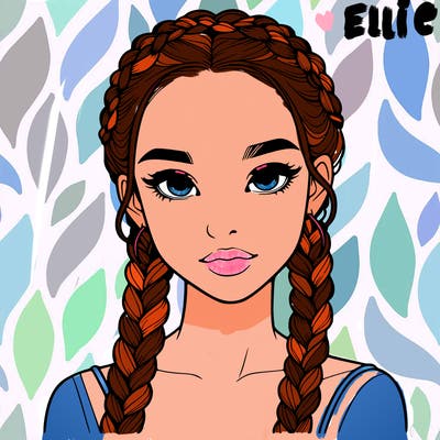 realistic girl with braids