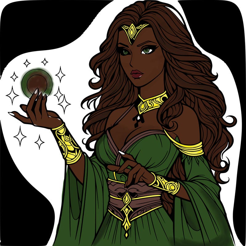 realistic women sorcerer using magic