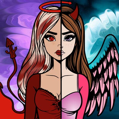 devil vs angel realistic girl