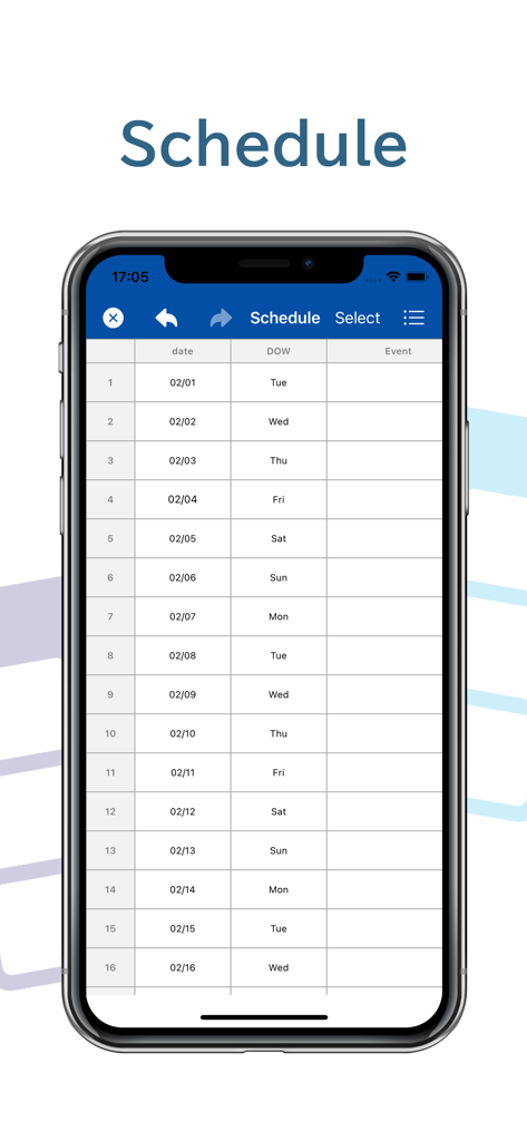 Table Notes app schedule spreadsheet on iPhone screen