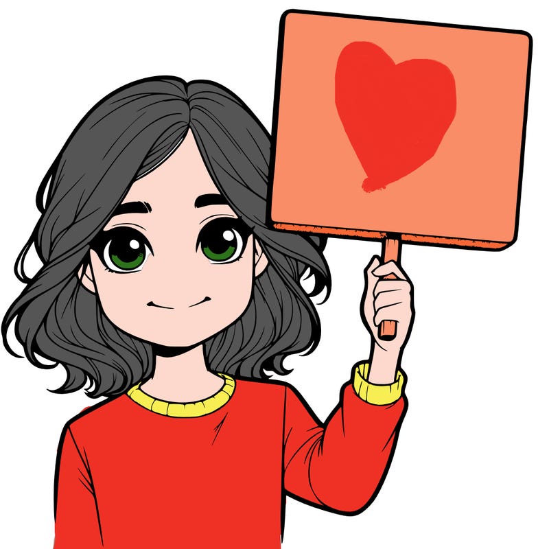 realistic girl holding up a sign