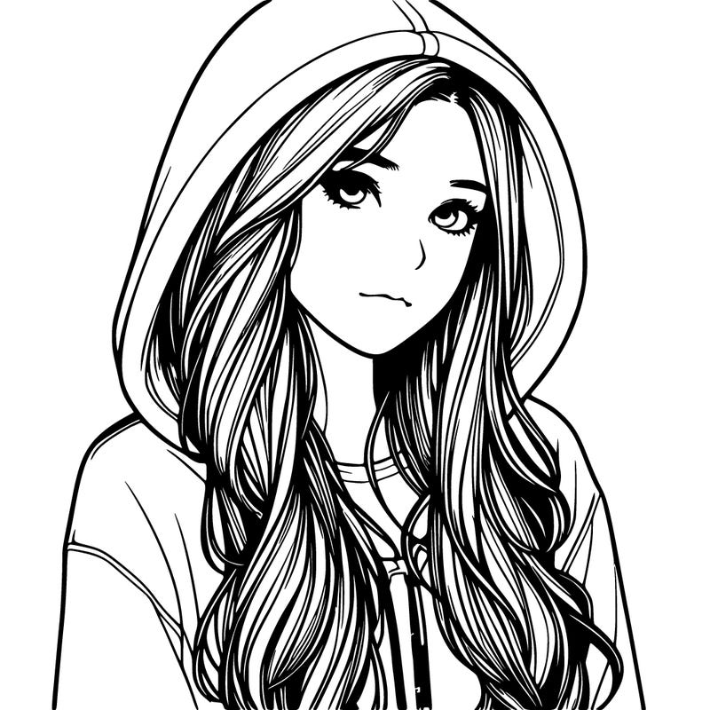 realistic girl with hoodie