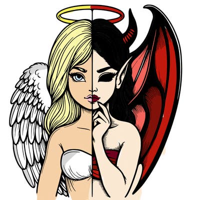 realistic angel half demon