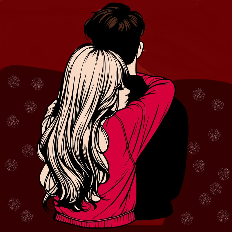 realistic girl hugging boyfriend from back
