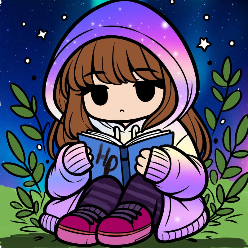girl in oversized hoodie reading a book