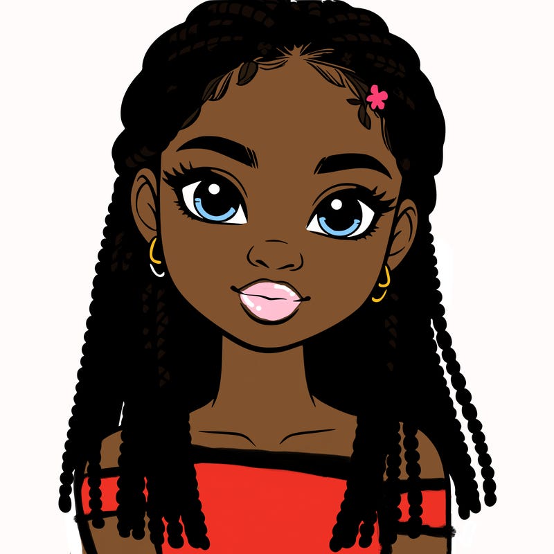 a realistic black girl with braids