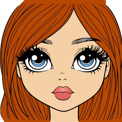 a realistic girl with small eyes big lips long eyelashes