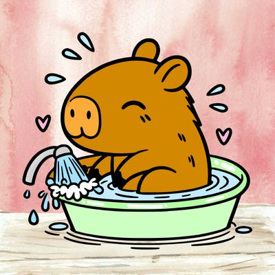 capybara taking a bath