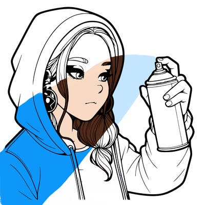 a realistic girl, spray painting