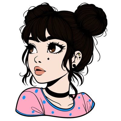 realistic girl with spacebuns