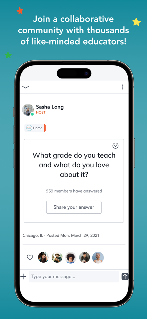 A collaborative community for educators within The Autism Helper app interface.