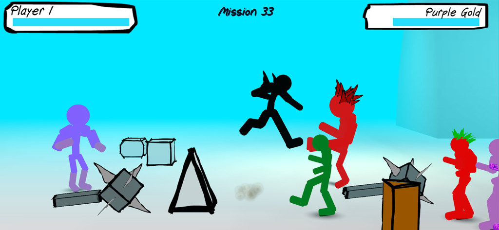 Stickman Street Fighting - Stickman characters fighting in a street level during mission thirty three