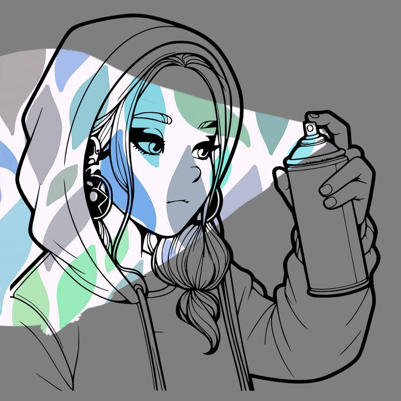 a realistic girl, spray painting