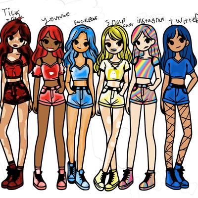 a group of girls wearing crop tops and shorts