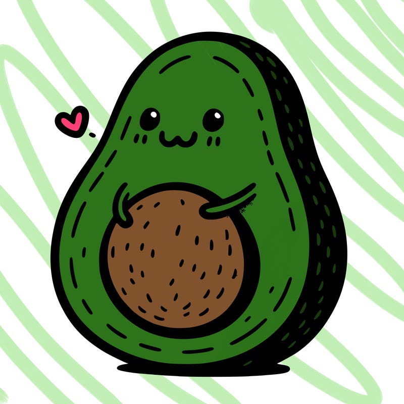 an avocado hugging an avocado