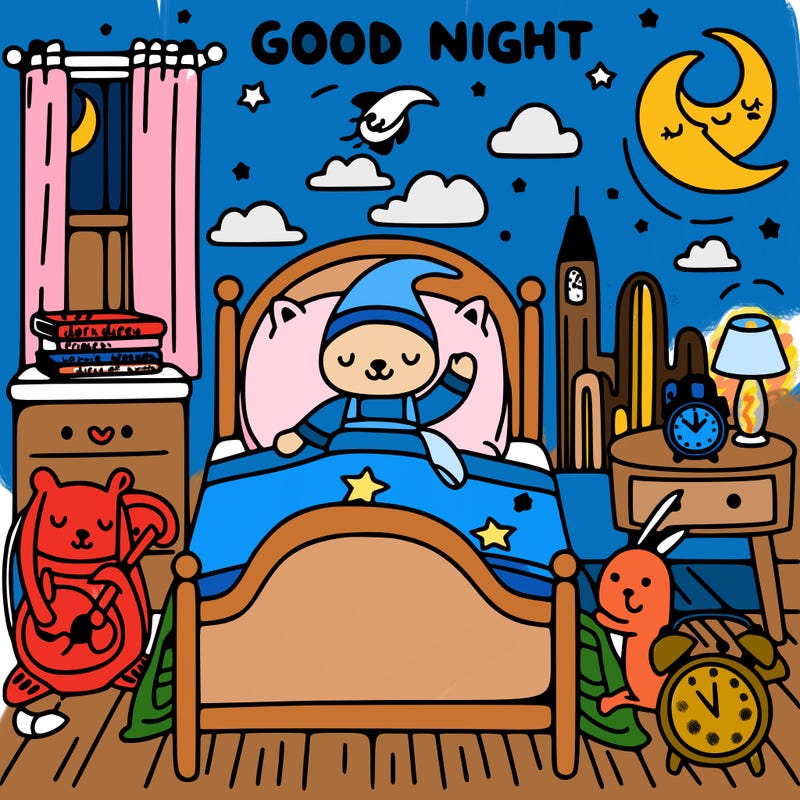 good night, easy drawing