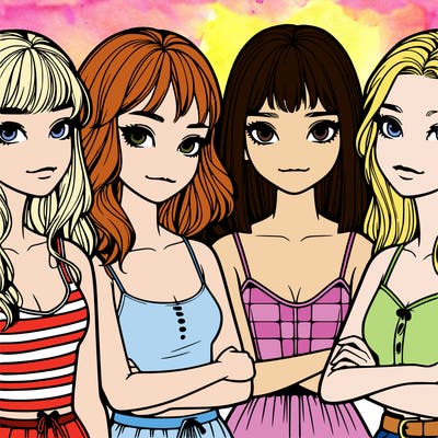 four realistic girls