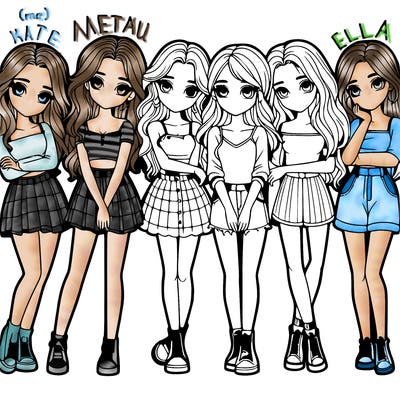 a group of girls realistic