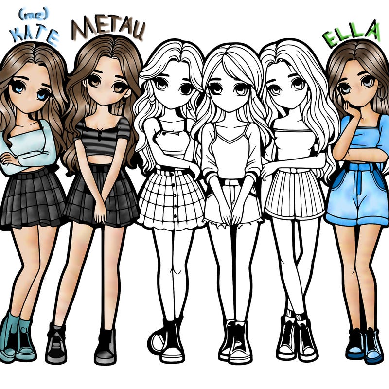 a group of girls realistic
