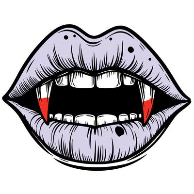 lips with vampire teeth