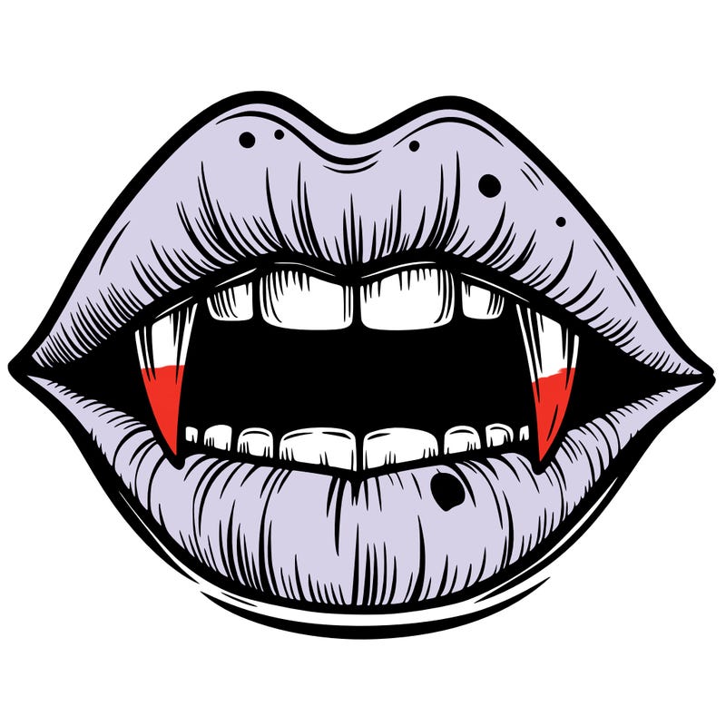 lips with vampire teeth