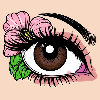 realistic eye with flower