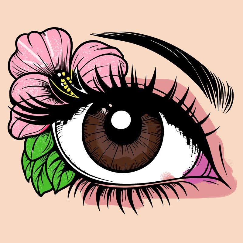 realistic eye with flower